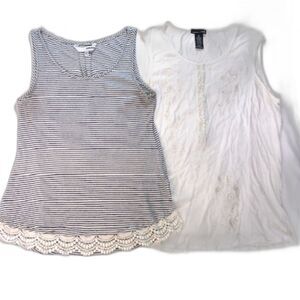 Cottagecore Lace Trimmed Sleeveless Shirt Bundle